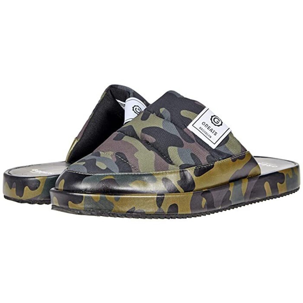 Greats Foster Slipper Men's 7 Green Camouflage Closed Toe Slip On Mule JOBB1566